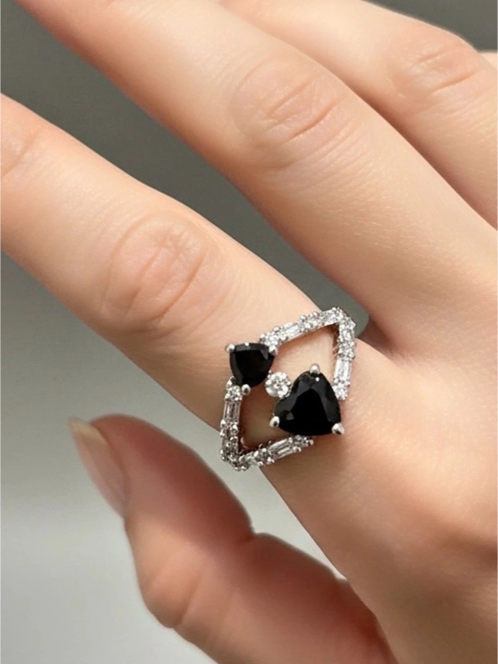 Black Onyx Cubic Zirconia with Rhodium Plating Stone Crystal size 7